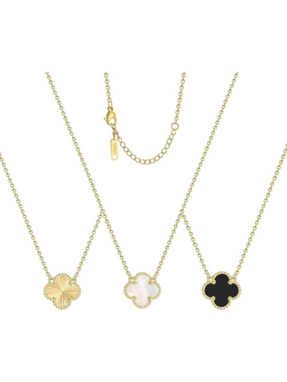 18K Gold Plated Clover Pendant Necklace Set - Lucky Four Leaf Jewelry Gifts for